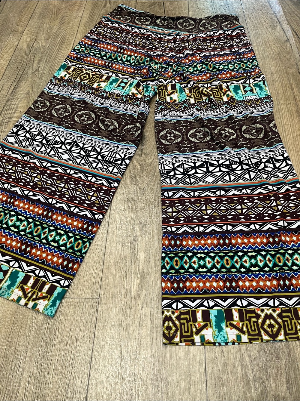 Cato Wide-Leg Tribal Print Pants - Black, Brown, Blue, Green, Orange - Picture 9 of 9